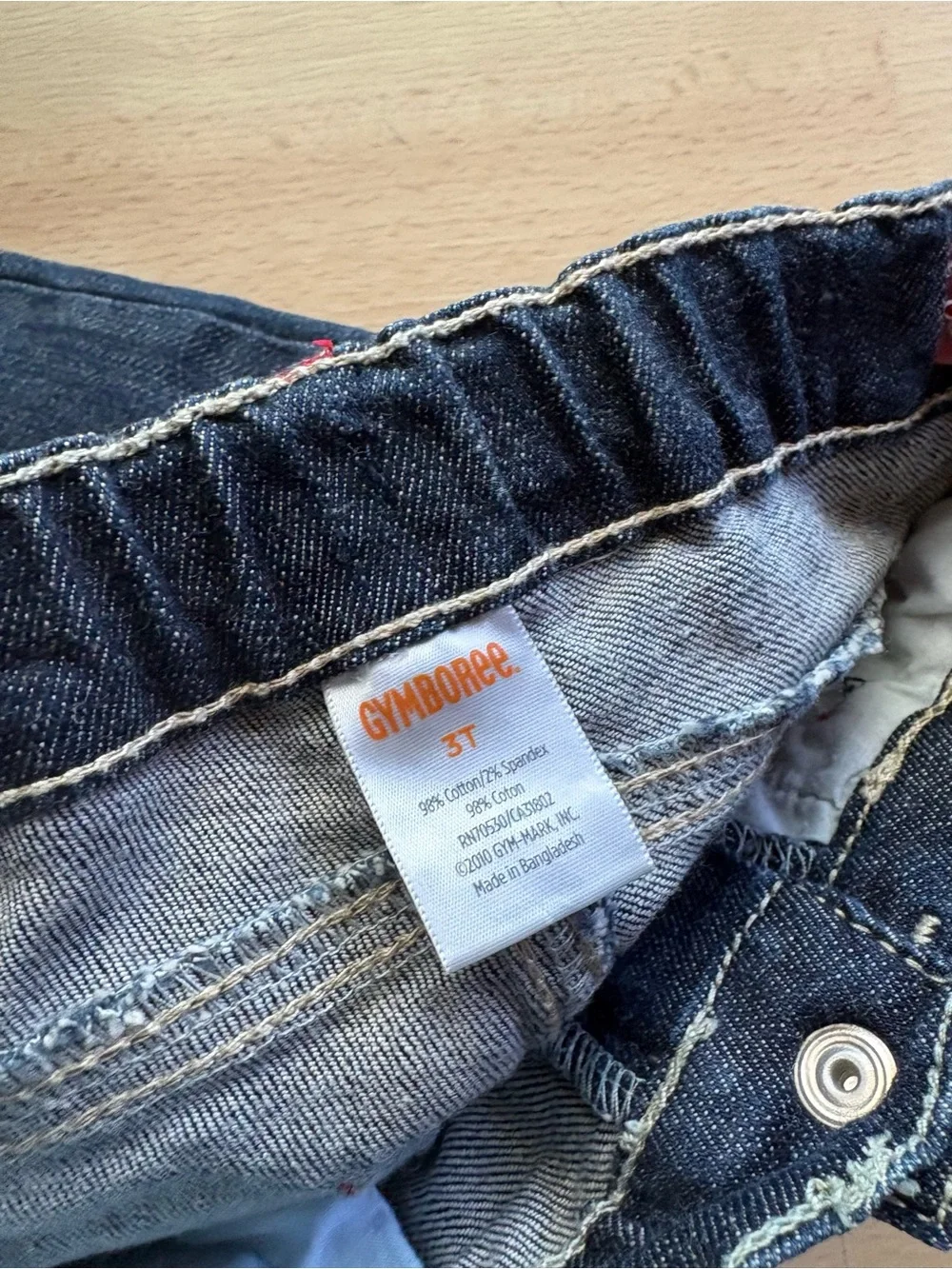 Gymboree girl 3T dark stretch denim jeans strawberry accent contrast stitching